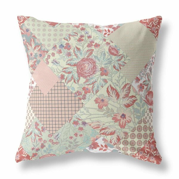Homeroots 18 in. Floral Indoor & Outdoor Throw Pillow Peach & Pink 413896